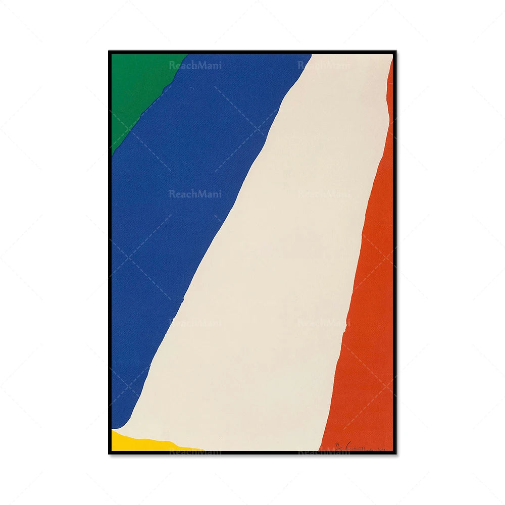 Une œuvre abstraite composée de formes géométriques aux couleurs vives et contrastées, créant une composition dynamique et équilibrée.
