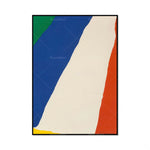 Une œuvre abstraite composée de formes géométriques aux couleurs vives et contrastées, créant une composition dynamique et équilibrée.