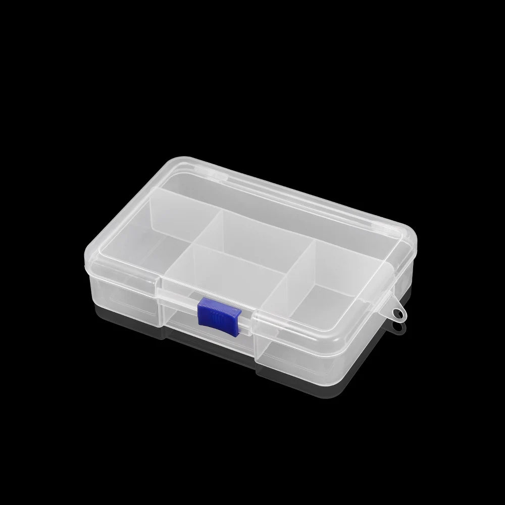 boîte rangement bijoux transparente rose bleu violet poignée compartiments plastique moderne pratique