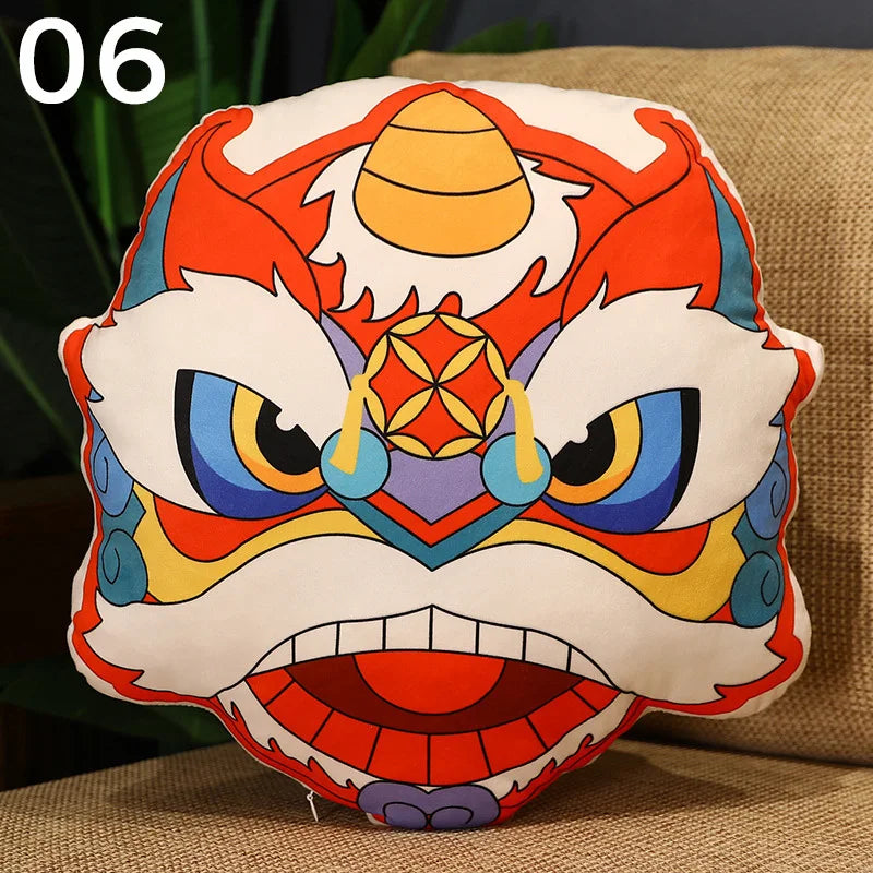coussin chinois motif chat chanceux poissons fleurs traditionnel lavable rouge jaune bleu blanc orange