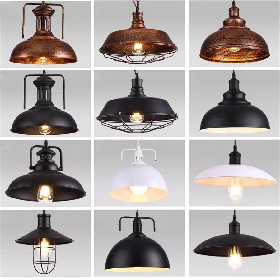 suspension lumineuse industrielle vintage fer noir ampoule led chaîne métallique salon chambrehôtel