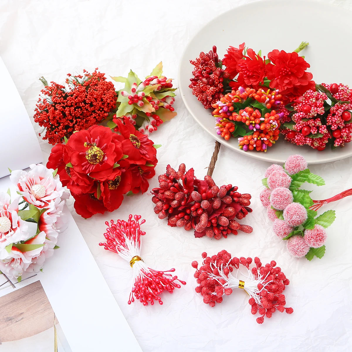 fleurs artificielles rouge lily hydrangea tulip lavande cerise décoration intérieure saint valentin mariage anniversaire
