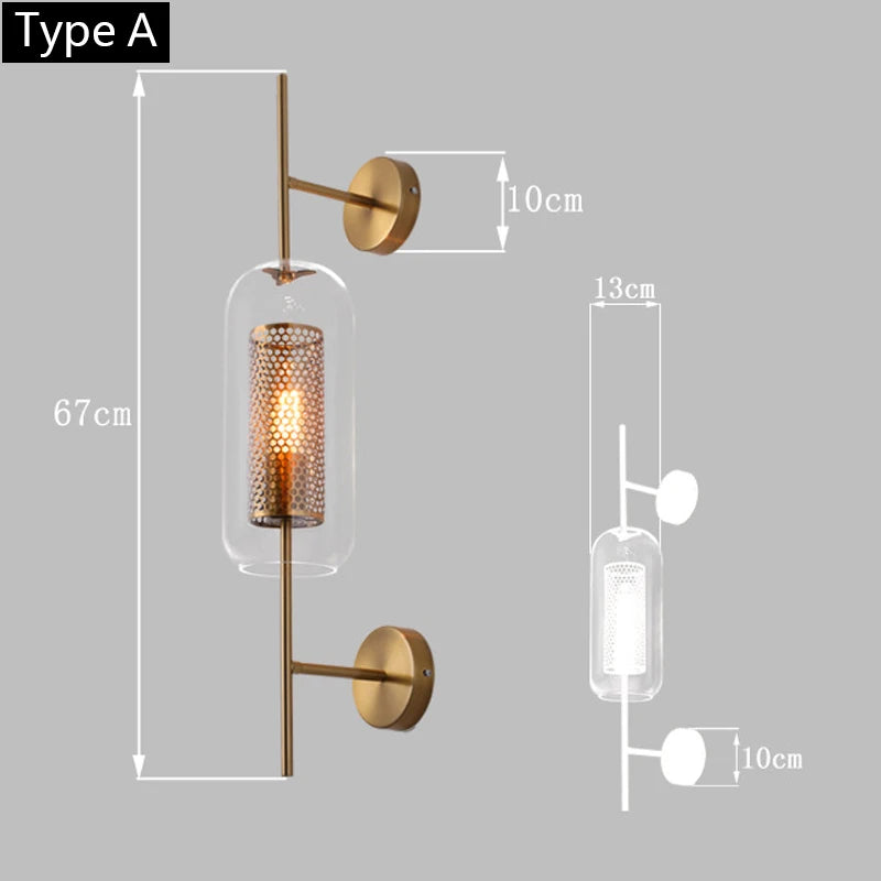 lampe murale nordique or perforée transparente éclairage chambre salon entrée moderne fixée