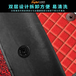 tapis sol rouge noir quilté moderne hitachi logo cabine véhicule