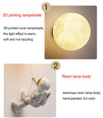 lampe murale moderne blanc gris astronaute lune éclairage chambre salon contemporain led fixé mur