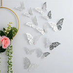 décoration murale papillons adhésifs or rose pâle modernes 12 pièces perforés élégants chambre salon