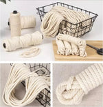 Corde en coton beige de différents diamètres de 1 à 10 mm