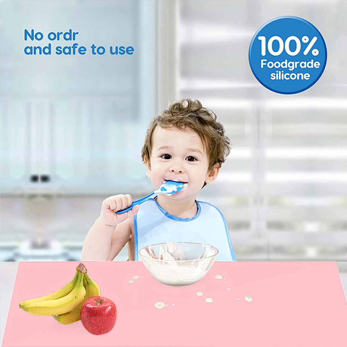 Set de table silicone résistant chaleur gris clair