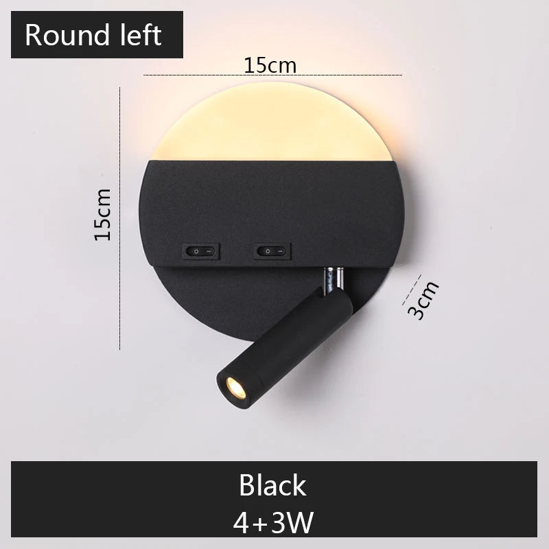 lampe murale moderne LED noir blanc interrupteurs éclairage quotidien chambre cuisine salle manger entrée