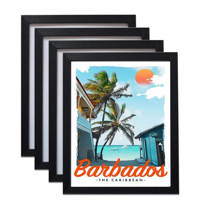 Cadre photo A4 en bois moderne blanc sur mur beige