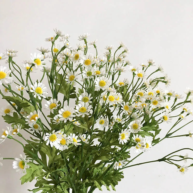 bouquet artificiel marguerites fleurs naturelles intérieur décoration mariage anniversaire blanc jaune