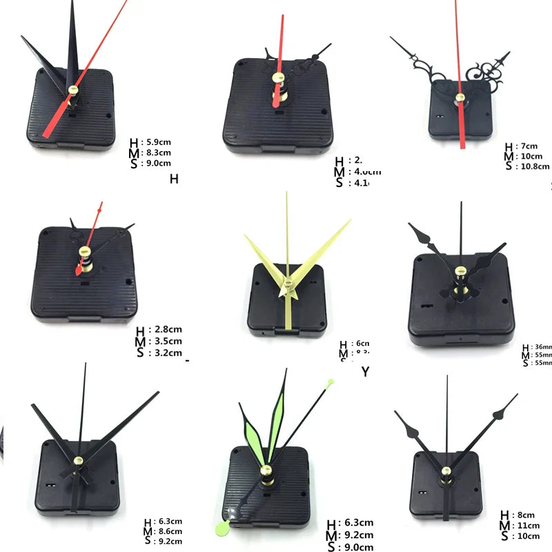 mécanisme horloge murale quartz aiguille noir rouge vert or rondelles métalliques classique aiguilles quartz