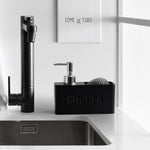 distributeur savon liquide gant cuisine marbré granité moderne noir blanc