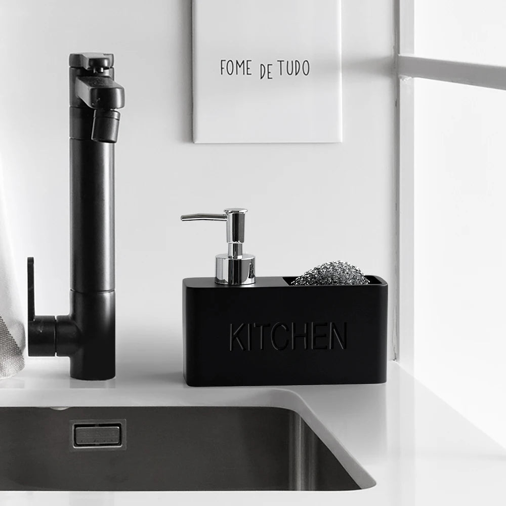 distributeur savon liquide gant cuisine marbré granité moderne noir blanc