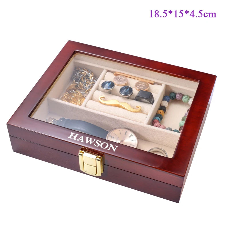 boîte bijoux bois foncé velours intérieur classique poignées dorées portable pliante 18.5x15x4.5cm