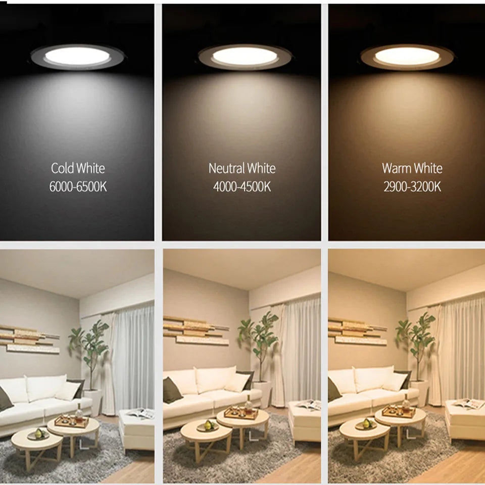 plaque led 12w blanc chaud 3000k 55mm 65mm 85mm 100mm moderne