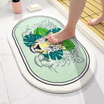 tapis bain antidérapant mousse pe polyester moderne feuilles léopard fruits lettrage blanc noir vert