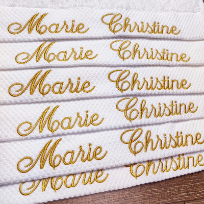 Serviette de bain brodée personnalisée coton blanc