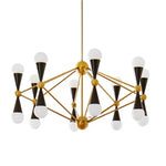 lustre suspension moderne or noir 12 sphères blanches structure métallique