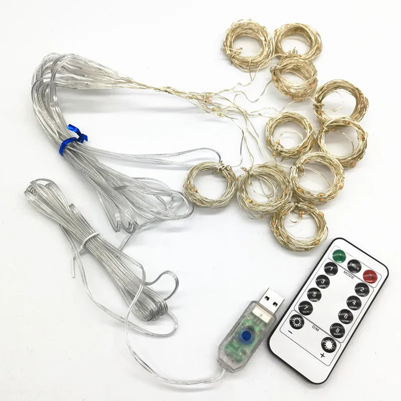 rideau lumineux led blanc moderne télécommande 5v ip65 adaptable 3x3m 3x2m 3x1m