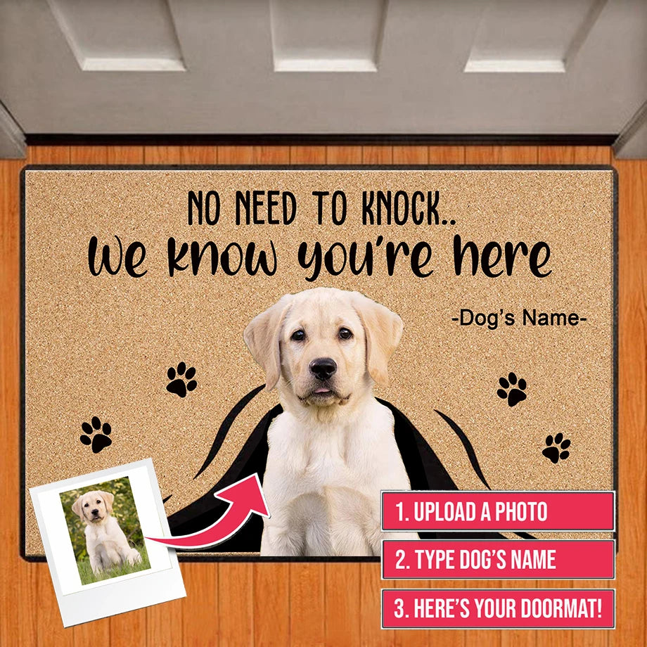 tapis d'entrée personnalisable chiens motif antidérapant moderne marron noir bienvenue chien fond personnalisé