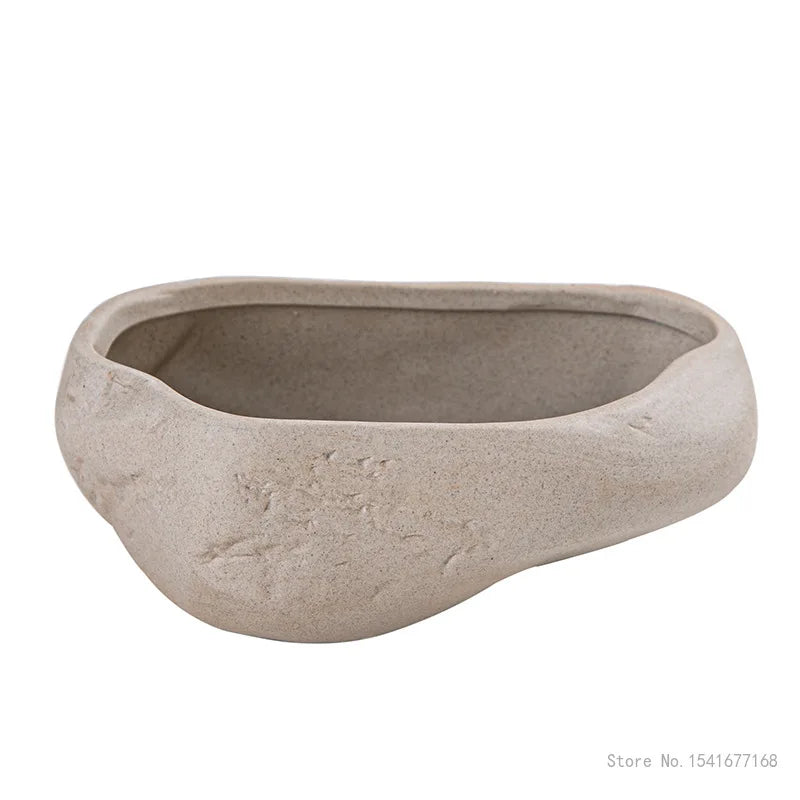 bassin céramique artisanal texture marbrée couleur vert gris durable plante verte