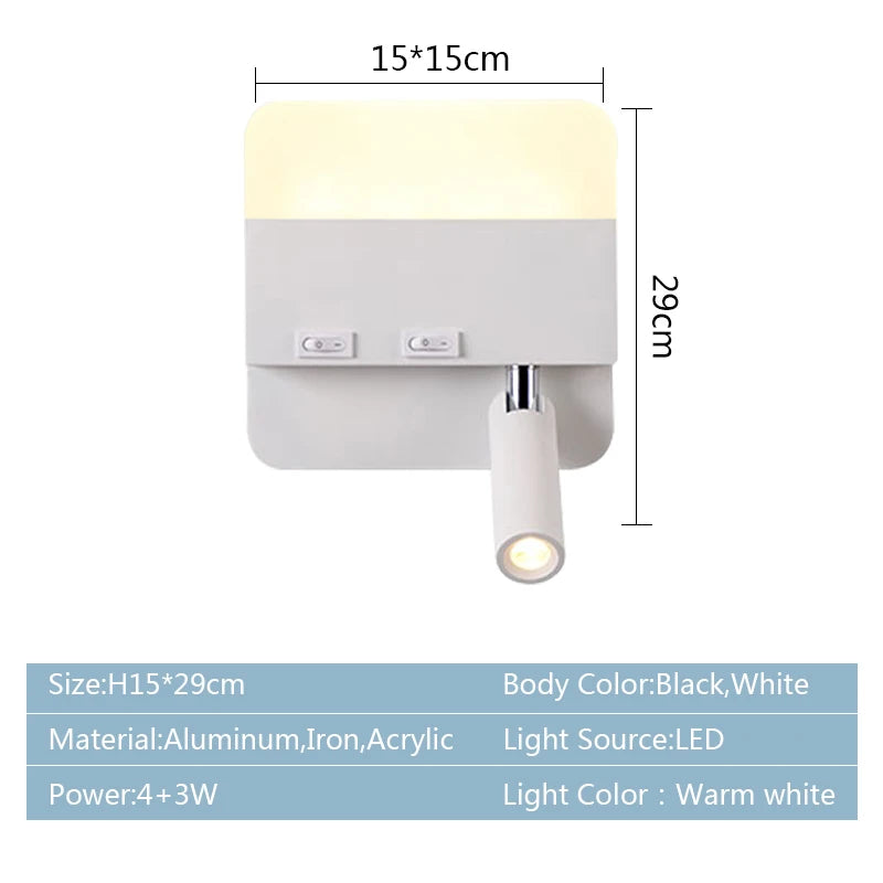 lampe murale moderne LED noir blanc interrupteurs éclairage quotidien chambre cuisine salle manger entrée