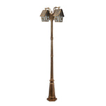Lampadaire extérieur or noir deux lanternes classique décoration florale métal apparent IP65 LED adaptableextérieur