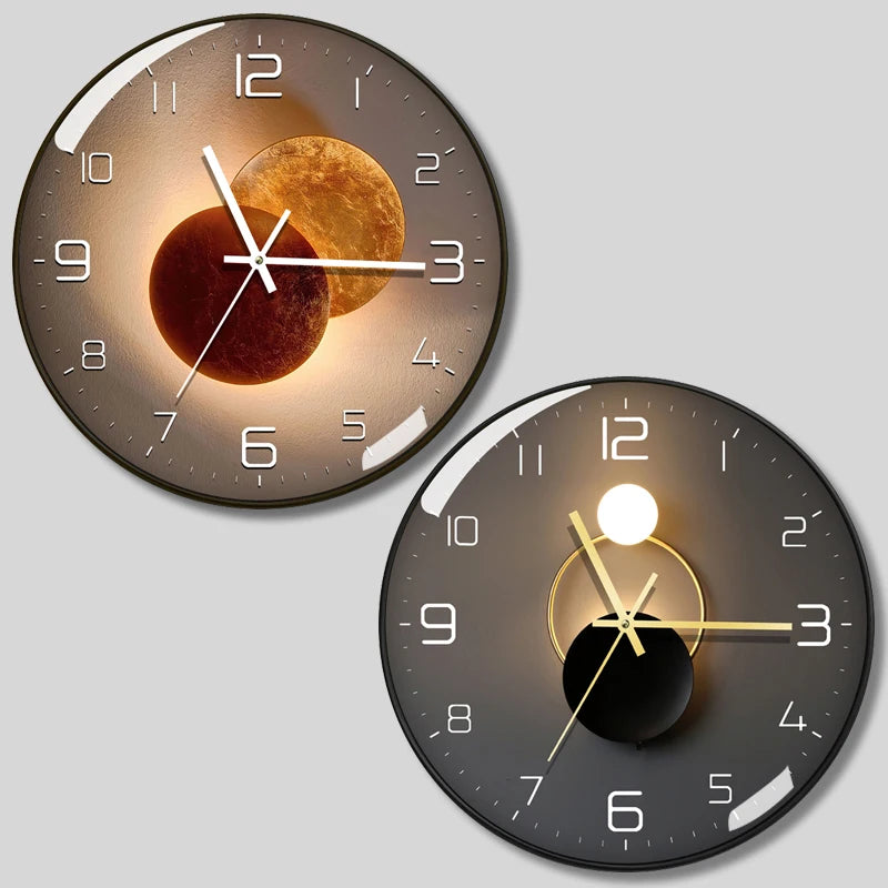 horloge murale moderne abstraite noir doré salon chambre coucher 12 14 16 pouces