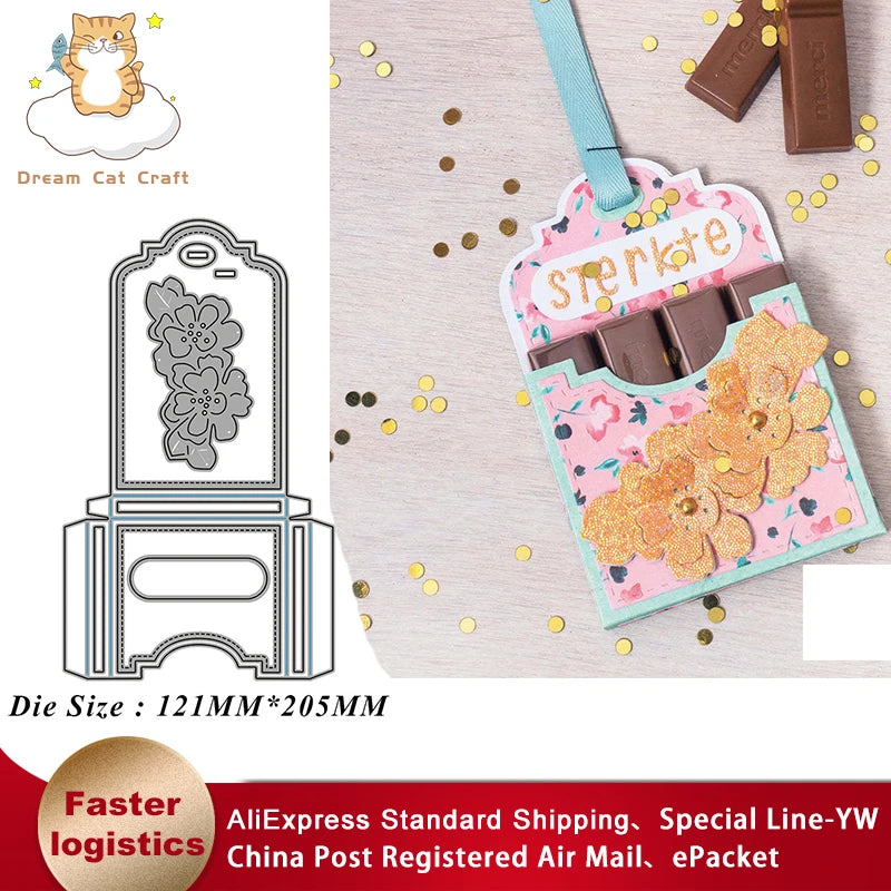 scrapbooking pochoirs métal découpes cartes papier motifs floraux vintage chocolat doré