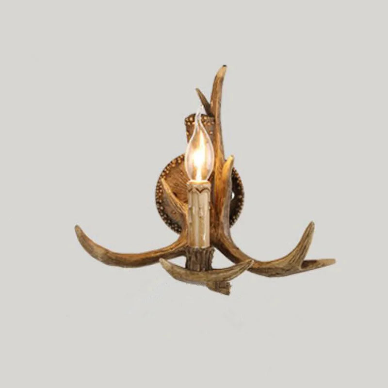 applique murale rustique blanc marron antilope branches naturelle ampoules led chambre salon