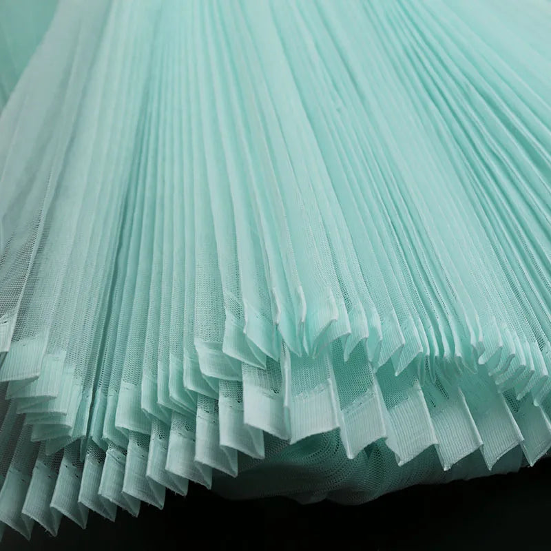 tissu voile plissé blanc bleu clair moderne polyester opacité respectueux environnement décoration bricolage couture