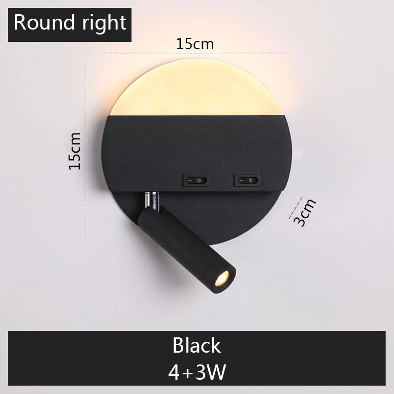lampe murale moderne LED noir blanc interrupteurs éclairage quotidien chambre cuisine salle manger entrée