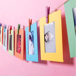 cadres photo colorés cartonnés 10 pièces décoratifs scrapbooking souvenirs pince linge cordelette lumineuse