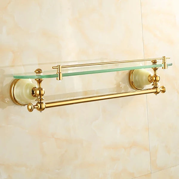 ensemble porte serviettes accessoires salle bain doré élégants classiques vintage vis fixations double porte