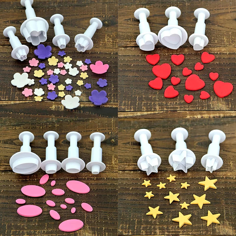 embouts gâteau coeurs fleurs étoiles formes géométriques blanc rouge violet rose jaune