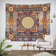 tapisserie mandala bohème motifs géométriques couleurs vives éléphants ganesha floral chambre décoration murale