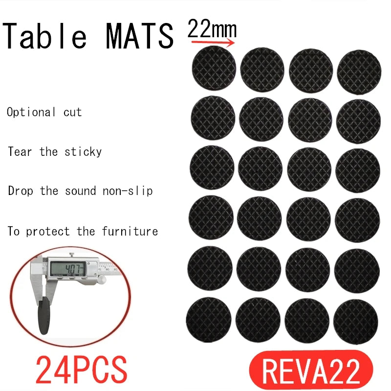 pads antidérapants adhésifs texturés noirs pieds tables meubles absorption chocs différentes tailles rondes carrées