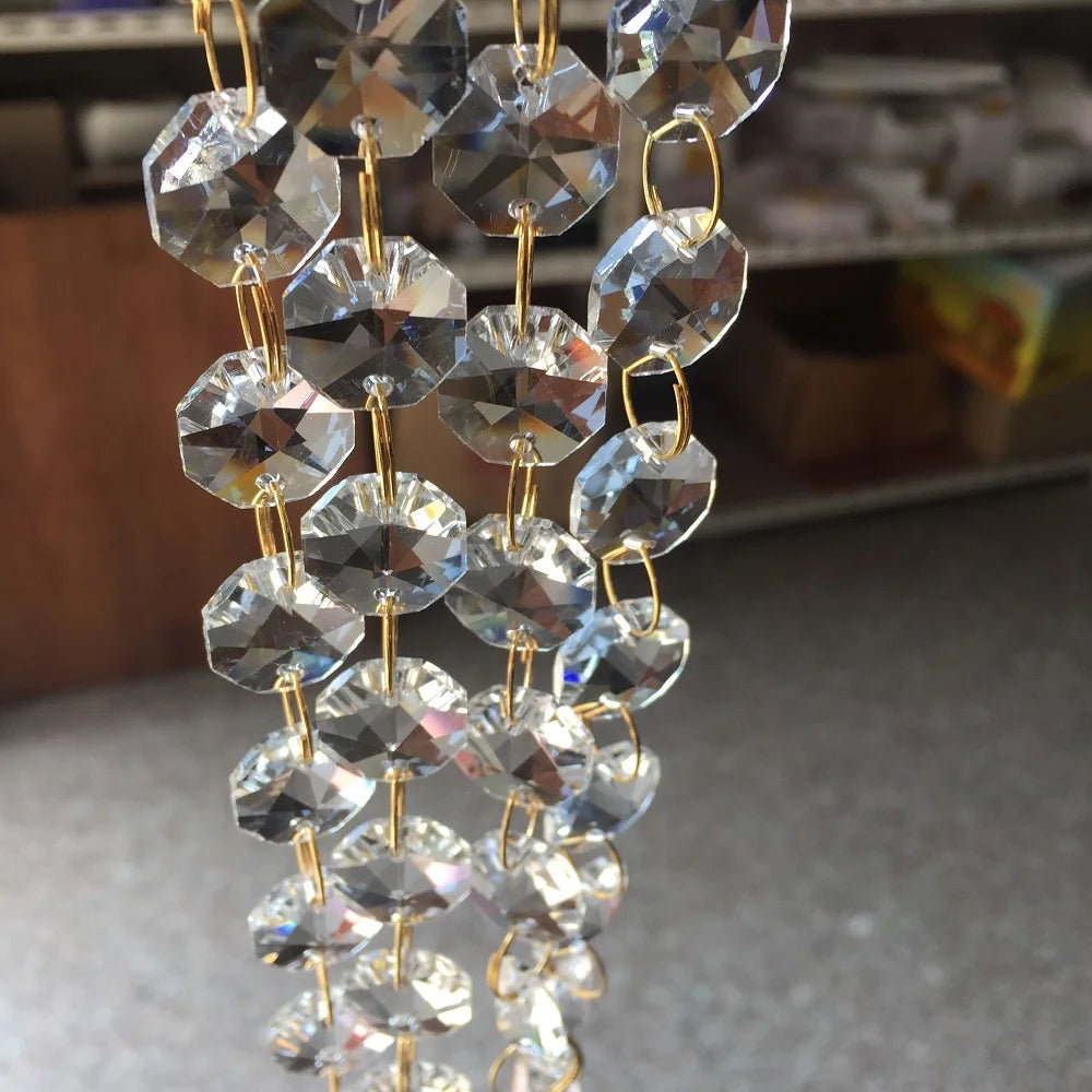 décoration murale cristal transparent anneaux dorés rideau scintillant party accessoire festive chambre