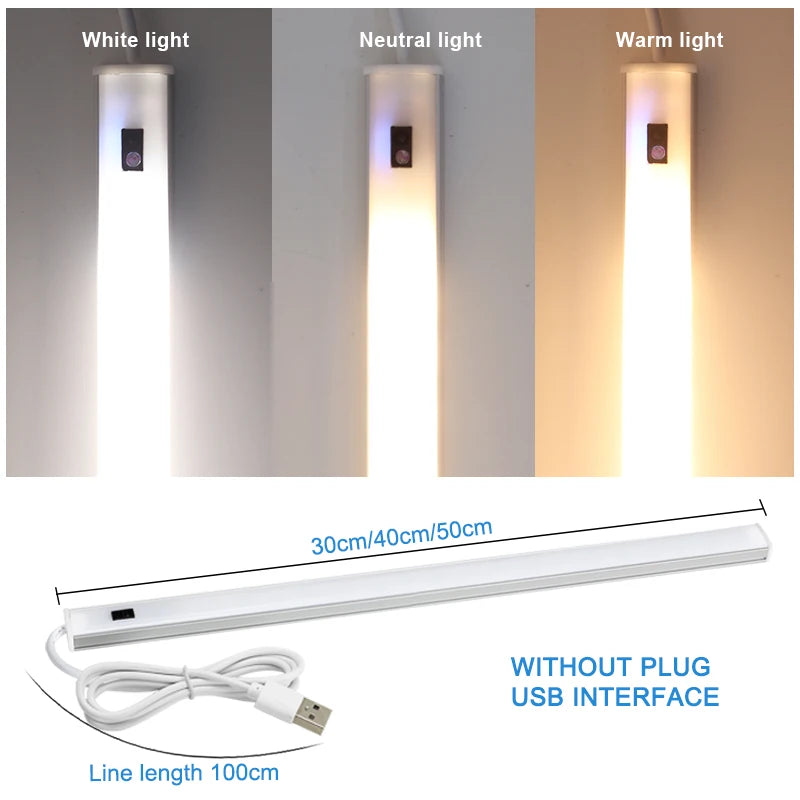 lampe led sous cuisine blanc moderne adhésif 30cm 40cm 50cm usb alimentée