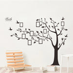 sticker mural moderne arbre branches feuilles oiseaux cadres photo noirs décoration intérieure