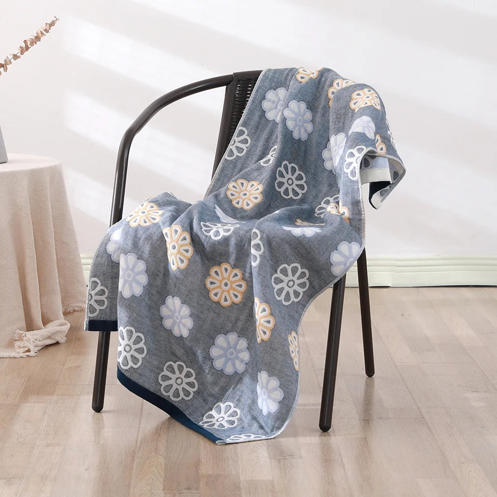 serviette bain coton bio rapide absorbant moderne motif géométrique blanc bleu orange gris