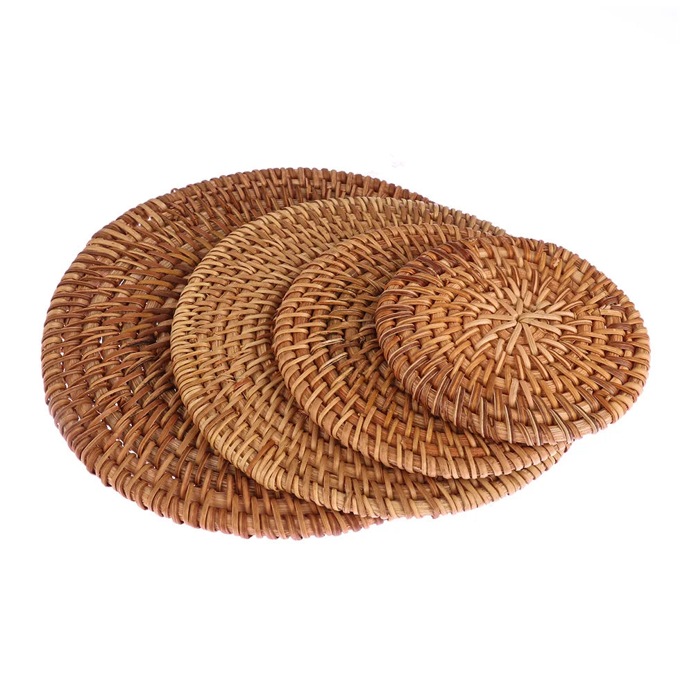 coasters tressés naturels rustiques différents 8cm 10cm 13cm 16cm respectueux environnement