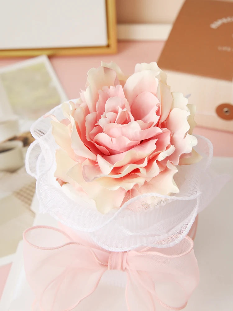 décoration mariage bouquet artificiel fleur tulle rose clair blanc romantique