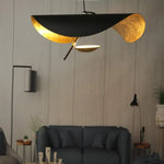 suspension lumineuse moderne noir doré texture métallique câble suspendu chambre salon étude