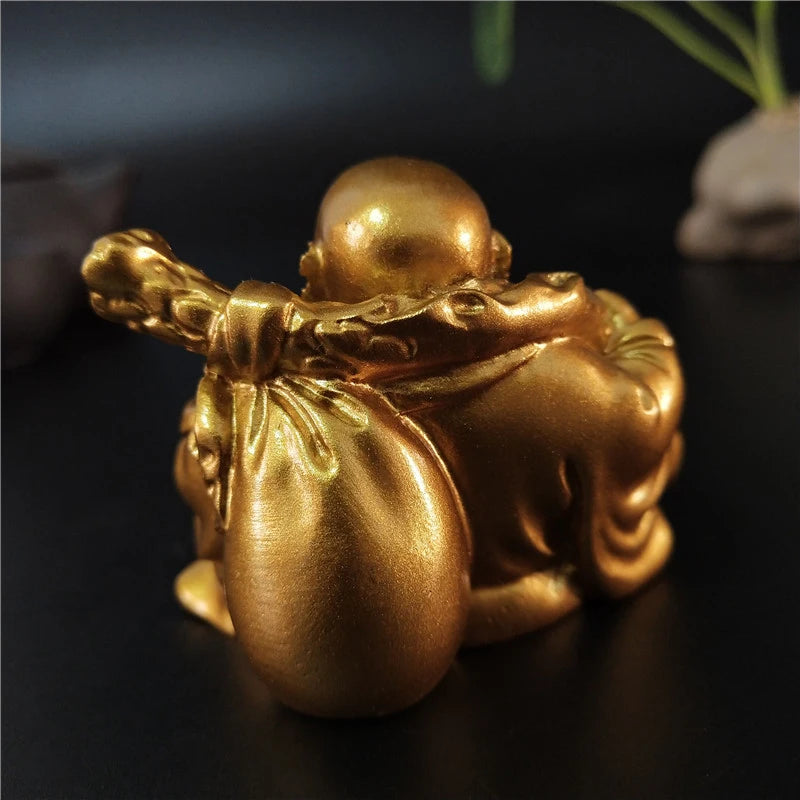 statue bouddha dorée artisanale feng shui decoration jardin maison porte bonheur matieres salopes echangisme