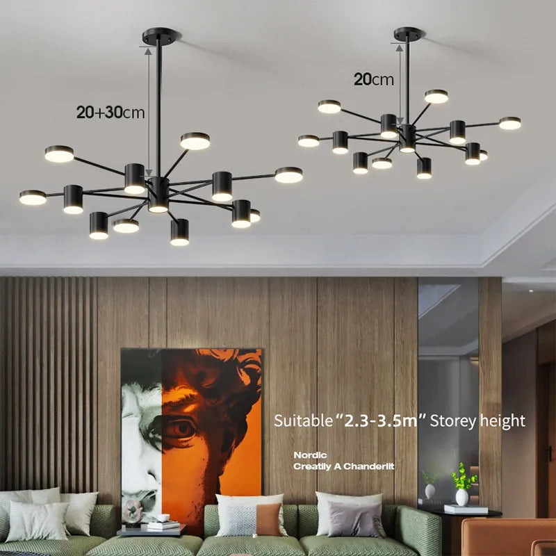 chandelier suspension lumineuse moderne noir led industriel scandinave chambre salon