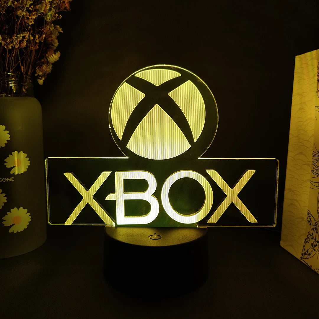 veilleuse led logo xbox multicolore moderne télécommande base noire chambre enfantDecorationBureau