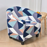 housse fauteuil tubulaire impression géométrique moderne polyestère machine bleu beige