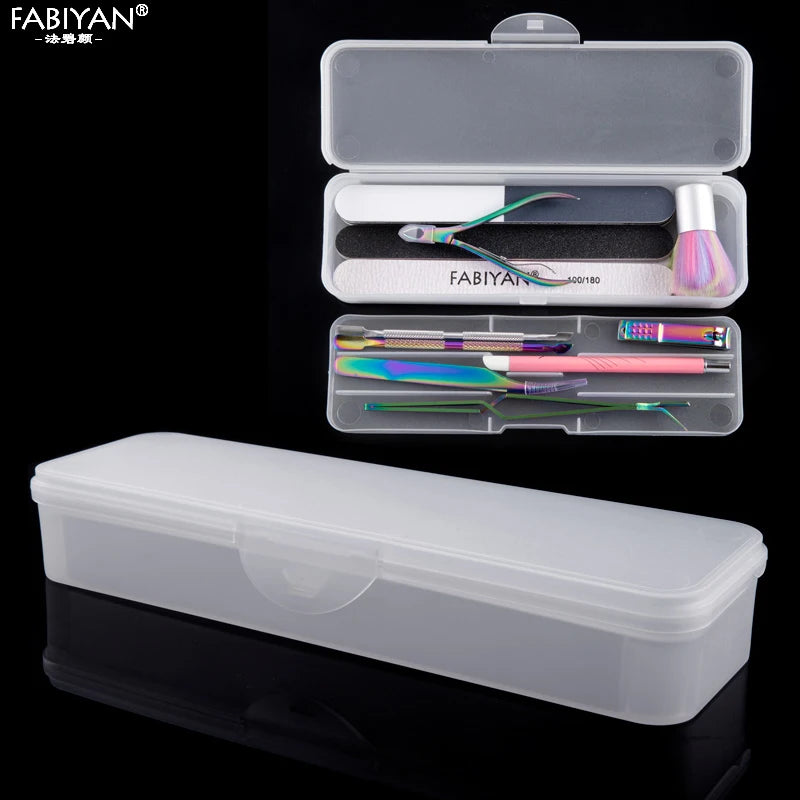 boîte rangement transparente nail art pinceaux outils manucure coupe ongles lime moderne minimaliste